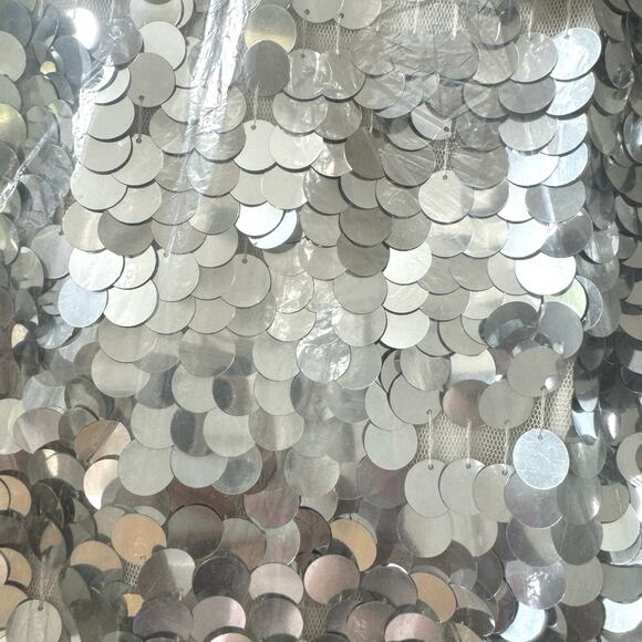 Mac Duggal Embellished Disc Sequin Sleeveless Gown Dress Silver Size 10 NWT - Picture 12 of 12